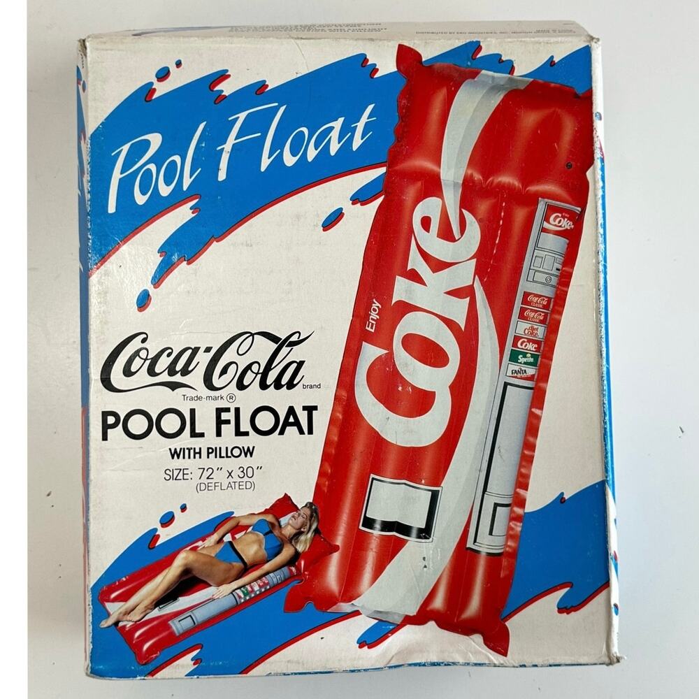 Vintage Coca Cola coke Machine pool float raft inflatable w/pillow 72"x30"